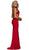 Nox Anabel - Plunging Halter Embellished Sheath Dress A046 In Red