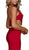 Nox Anabel - Plunging Halter Embellished Sheath Dress A046 In Red
