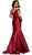 Plunge Detailed Off Shoulder Mikado Trumpet Evening Gown