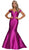 Plunge Detailed Off Shoulder Mikado Trumpet Evening Gown