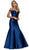 Plunge Detailed Off Shoulder Mikado Trumpet Evening Gown