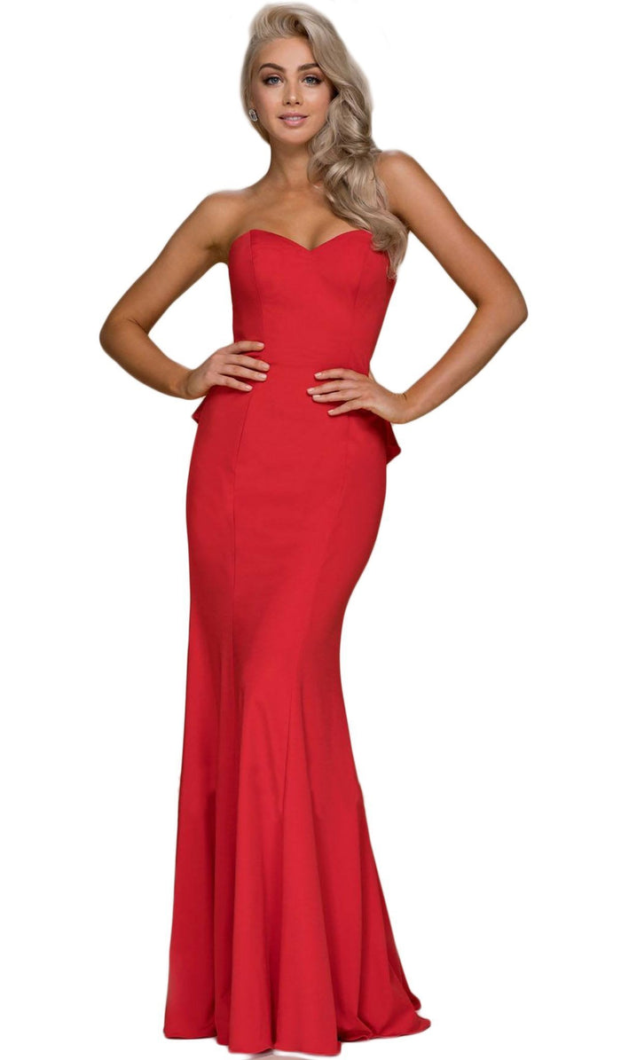 Strapless Sweetheart Ruffled Sheath Dress