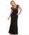 Adrianna Papell - Lace V-Neck Chiffon Dress 41837860 in Black