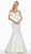 Ashley Lauren - 1410 Draped Plunging Off Shoulder Mermaid Gown In White
