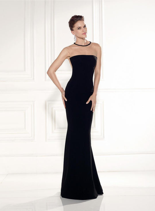 Tarik Ediz - Crystal Embellished Back Long Dress 92492 in Black