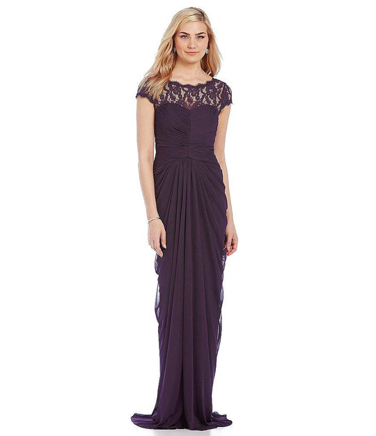 Adrianna Papell - Laced Illusion Bateau Sheath Dress 81883500 in Purple