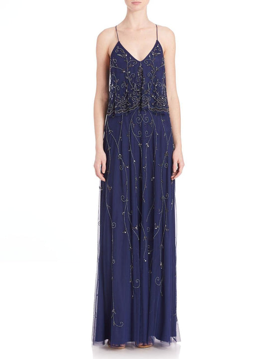 Aidan Mattox - Embellished Long Dress 251706250 in Blue