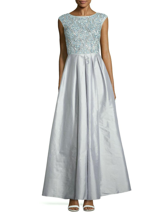 Aidan Mattox - Embellished Long Gown 54470240 in Silver and Blue