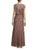 Aidan Mattox - Cape Sleeve Embellished Mesh Long Dress 54468390 in Brown