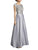 Aidan Mattox - Lace and Taffeta Long Dress 54468570 in Silver