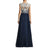 Aidan Mattox - MD1E200856 Sleeveless V-Neck Embroidered Ball Gown in White and Blue