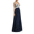 Aidan Mattox - MD1E200856 Sleeveless V-Neck Embroidered Ball Gown in White and Blue