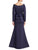 Nero By Jatin Varma - 480160 Long Sleeve Rosette Accent Peplum Gown In Blue
