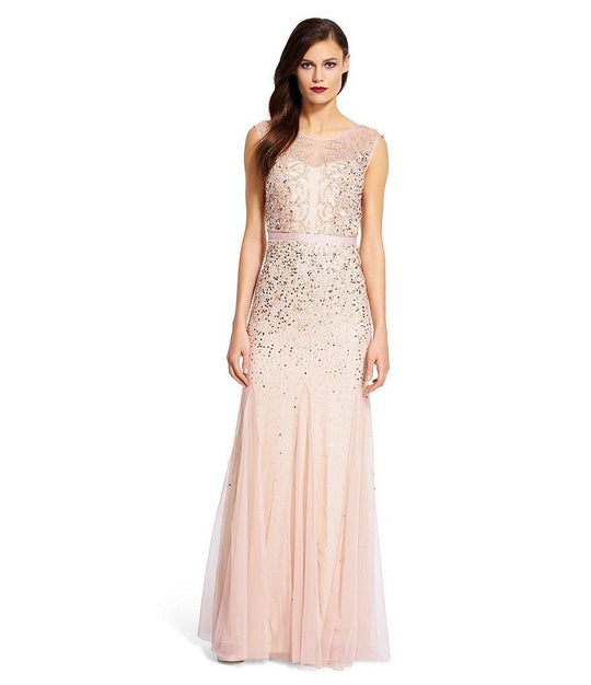 Adrianna Papell - Beaded Long Dress 91892370 in Pink