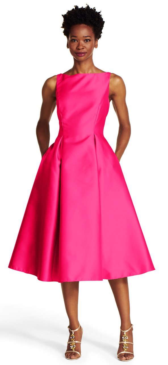 Adrianna Papell - Sleeveless V-Back Tea Length Dress 41899070 in Pink