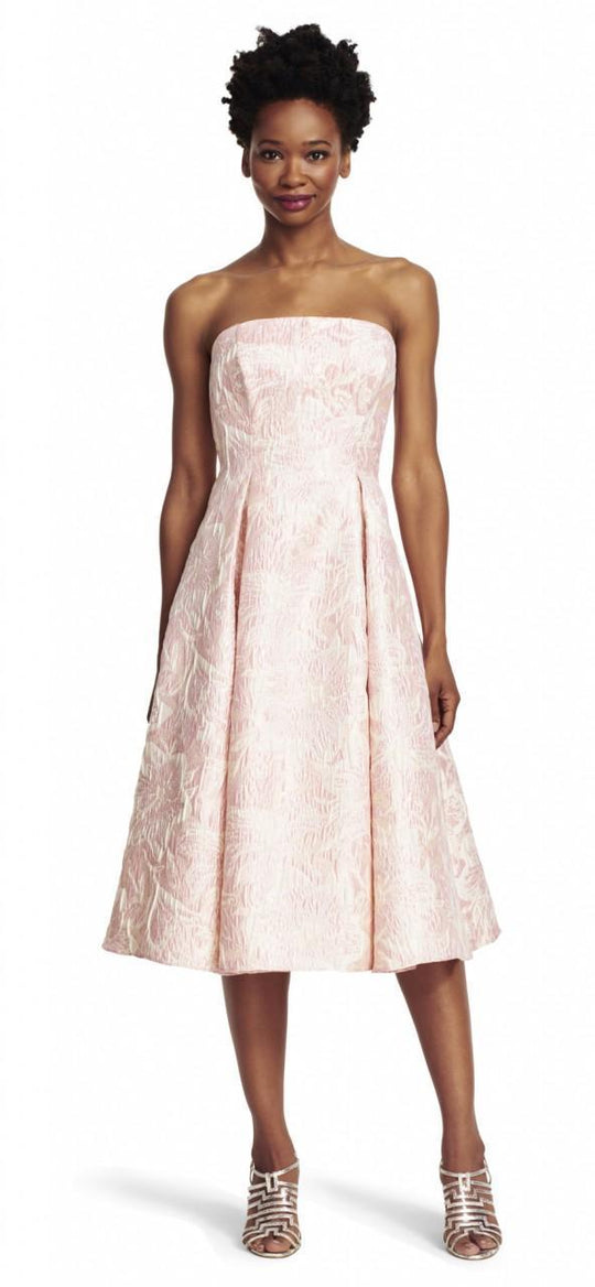 Adrianna Papell - 41911800 Strapless Floral Jacquard Dress in Pink