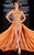 MNM Couture - 0431W Sequined One Shoulder Short Dress with Back Train In Orange