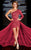 MNM Couture - 0431 Asymmetrical Cascade Sheath Gown In Red