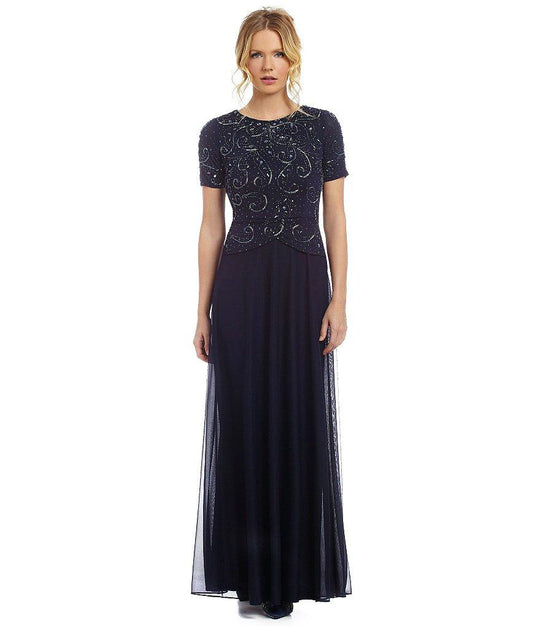 Decode 1.8 - Embellished Short Sleeve Gown  182820 in Blue