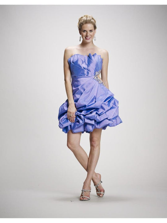 Colors Dress - 0437 Draped Semi-sweetheart A-line Dress in Purple