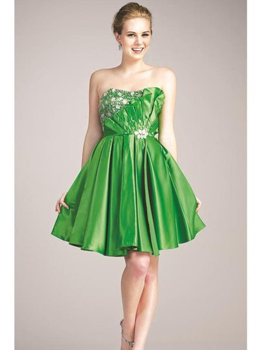 Colors Dress - 0461 Jeweled Semi-Sweetheart A-line Dress In Green