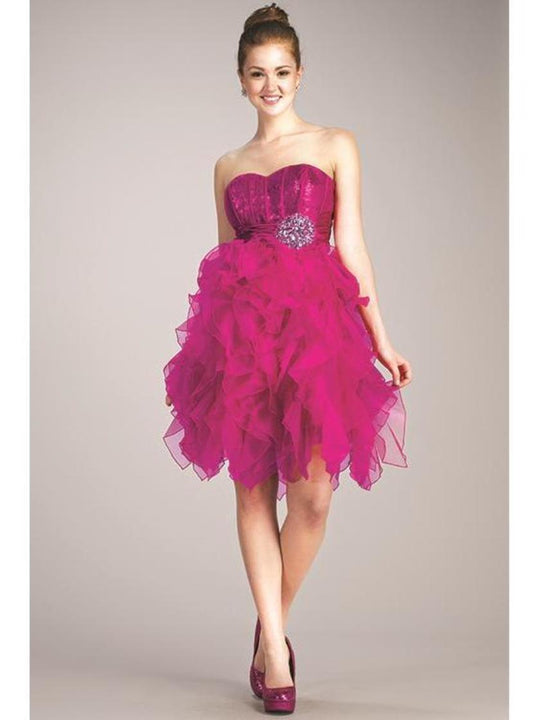 Colors Dress - 0463 Sweetheart Ruffled A-line Dress In Pink