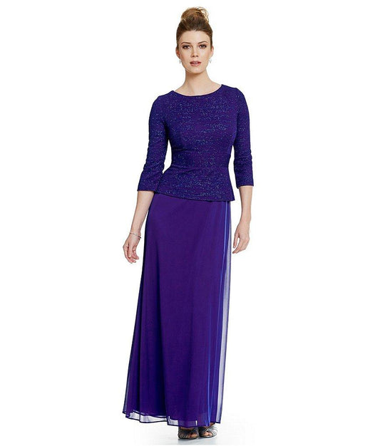 Alex Evenings - 125700 Bateau Neck Sheath Dress in Purple