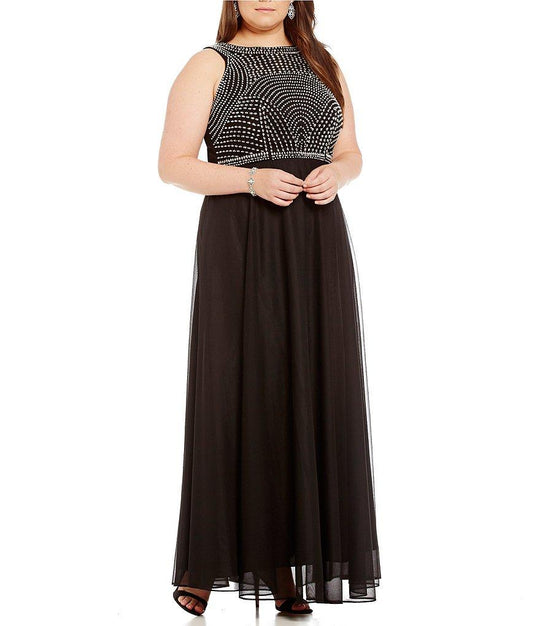 Cachet - Embellished Halter Long Dress 26257 in Black