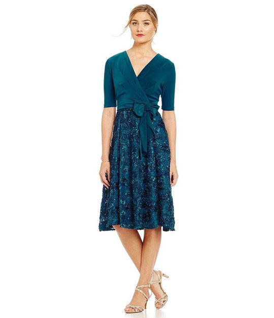 Alex Evenings - Jersey and Lace Cocktail Dress 2121465 in Blue