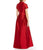 Adrianna Papell - AP1E200149 Collared Tie-Waist Taffeta Dress in Red