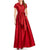 Adrianna Papell - AP1E200149 Collared Tie-Waist Taffeta Dress in Red