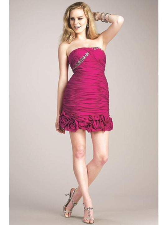 Colors Dress - 0476 Strapless Ruched Cocktail Dress in Pink