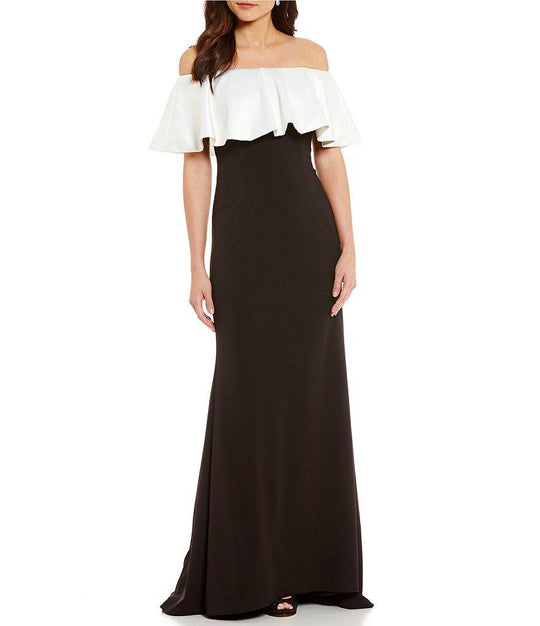 Adrianna Papell - AP1E201629 Off-Shoulder Bodycon Dress in Black and White