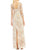 Aidan Mattox - MD1E201009 Sheer Embroidered Lace Gown in Pink and Neutral
