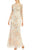 Aidan Mattox - MD1E201009 Sheer Embroidered Lace Gown in Pink and Neutral