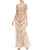 Adrianna Papell - AP1E201532 Short Sleeve Beaded Mermaid Gown in Neutral