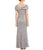 Emma Street - Floral Laced Asymmetric Neck Sheath Dress ES711 in Silver