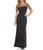 Adrianna Papell - AP1E201931 Sheered Bateau Neck Tiered Dress in Black