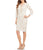 Cachet - Quarter Sleeve Sequined Lace Scallop-Hemmed Dress 59395 In White and Nude