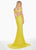 Ashley Lauren - 1560 Off Shoulder Halter Sequin Evening Dress In Yellow