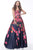 Jovani - JVN67128 Square Neck Floral A-line Dress In Blue and Multi