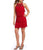 Aidan Mattox - MD1E202713 Embellished Halter Tiered Tassel Dress In Red