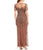 Aidan Mattox - MD1E202875 Embellished Illusion Jewel Sheath Dress In Brown