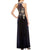 Cachet - 59820 Gilt Floral Embroidered Illusion Halter Gown In Blue and Gold
