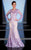 MNM Couture - 0585W Long Sleeve Embroidered Illusion Trumpet Gown In Purple