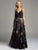 Lara Dresses - Sleeveless V-neck Beaded Bodice Floral A-line Gown 33208 In  Black, Multi-Color and  Floral