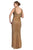Theia Shining Gilded Mesh Long Dress 881772 In Gold