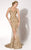 MNM Couture - 0614W Embroidered Trumpet Gown with Sheer Panels In Gold and Neutral