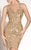 MNM Couture - 0614W Embroidered Trumpet Gown with Sheer Panels In Gold and Neutral