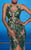MNM Couture - 0614W Embroidered Trumpet Gown with Sheer Panels In Green and Gold